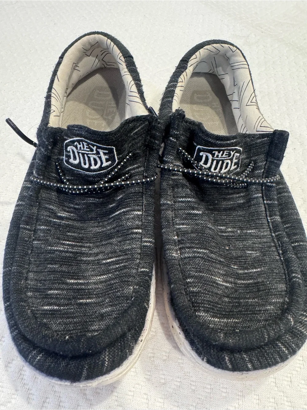 HEYDUDE Wally Youth Stretch Black Shoes Size 5